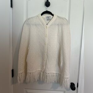 Ades of California vintage cape bottom fringe slash for arms granny M/L